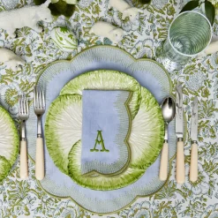 Outlet Mrs. Alice Alathea Blue & Green Linen Placemats (Set Of 4)