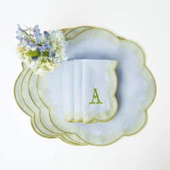 Outlet Mrs. Alice Alathea Blue & Green Linen Placemats (Set Of 4)