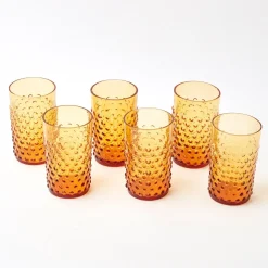 Online Mrs. Alice Amber Hobnail Glasses (Set Of 6)