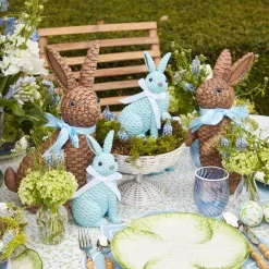 Discount Mrs. Alice Blue & Brown Rattan Rabbit Family
