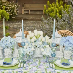 New Mrs. Alice Blue & Green Camille Candle Holder (Pair)