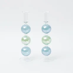 New Mrs. Alice Blue & Green Camille Candle Holder (Pair)