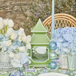 New Mrs. Alice Blue & Green Camille Candle Holder (Pair)