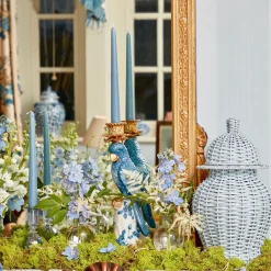 Best Mrs. Alice Blue & White Parrot Candle Holder (Pair)