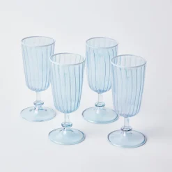 Sale Mrs. Alice Blue & White Rim Short Stem Glass (Set Of 4)