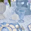 New Mrs. Alice Blue And White Rim Frilled Glasses (Set Of 4)