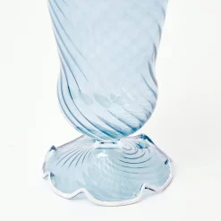 New Mrs. Alice Blue And White Rim Frilled Glasses (Set Of 4)
