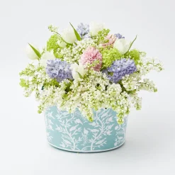 Hot Mrs. Alice Blue Floral Tole Scalloped Planter