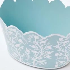 Hot Mrs. Alice Blue Floral Tole Scalloped Planter
