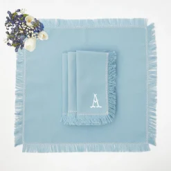 Hot Mrs. Alice Blue Fringe Napkins (Set Of 4)