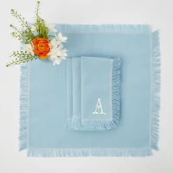 Hot Mrs. Alice Blue Fringe Napkins (Set Of 4)