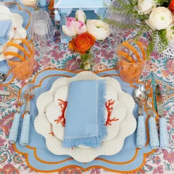 Hot Mrs. Alice Blue Fringe Napkins (Set Of 4)