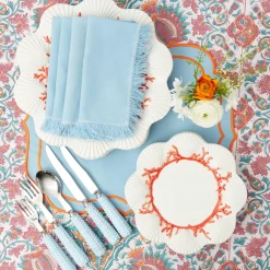 Hot Mrs. Alice Blue Fringe Napkins (Set Of 4)