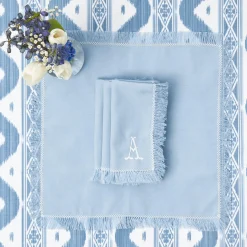 Hot Mrs. Alice Blue Fringe Napkins (Set Of 4)