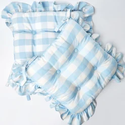 Best Mrs. Alice Blue Gingham Ruffle Seat Pad Cushion