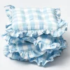 Outlet Mrs. Alice Blue Gingham Ruffle Seat Pad Cushion (Set Of 4)
