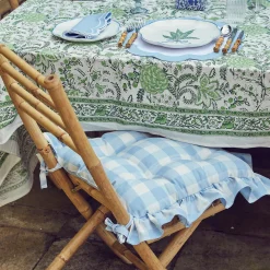 Outlet Mrs. Alice Blue Gingham Ruffle Seat Pad Cushion (Set Of 4)