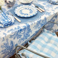 Outlet Mrs. Alice Blue Gingham Ruffle Seat Pad Cushion (Set Of 4)