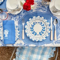 Outlet Mrs. Alice Blue Gingham Ruffle Seat Pad Cushion (Set Of 4)