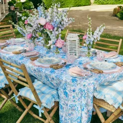 Outlet Mrs. Alice Blue Gingham Ruffle Seat Pad Cushion (Set Of 4)