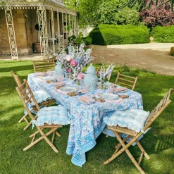 Outlet Mrs. Alice Blue Gingham Ruffle Seat Pad Cushion (Set Of 4)