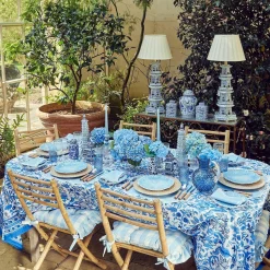 Outlet Mrs. Alice Blue Gingham Ruffle Seat Pad Cushion (Set Of 4)