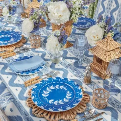 Mrs. Alice Blue Glass Lantern Tea Light Holders (Pair) - 24Cm