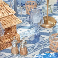 Best Mrs. Alice Blue Glass Lantern Tea Light Holder (Pair) - 18 Cm