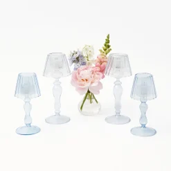Discount Mrs. Alice Blue Glass Lantern Tea Light Holder Set