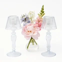 Best Mrs. Alice Blue Glass Lantern Tea Light Holders (Pair) - 24Cm