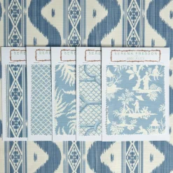 New Mrs. Alice Blue Ikat Stripe Fabric
