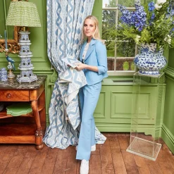 New Mrs. Alice Blue Ikat Stripe Fabric