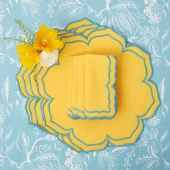 Online Mrs. Alice Blue Melograno & Fleur Yellow Linen Set