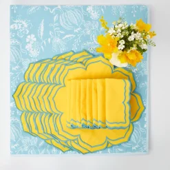 Online Mrs. Alice Blue Melograno & Fleur Yellow Linen Set