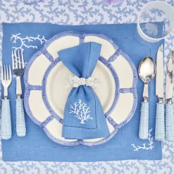 Best Mrs. Alice Blue Petal Bamboo Dinner & Starter Plates (Set Of 8)