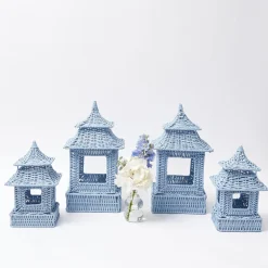 New Mrs. Alice Blue Rattan Pagoda Lantern Set