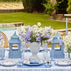 Mrs. Alice Blue Rattan Pagoda Lantern