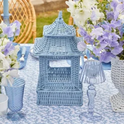Clearance Mrs. Alice Blue Rattan Pagoda Lantern