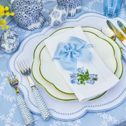 New Mrs. Alice Blue Saddle Stitch Napkin Bows (Set Of 4)