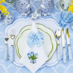 New Mrs. Alice Blue Saddle Stitch Napkin Bows (Set Of 4)