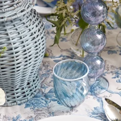 Discount Mrs. Alice Blue Swirl Water Glasses With White Rim (Set Of 4)