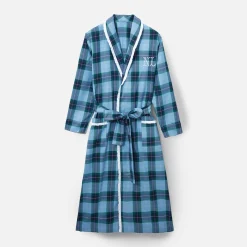 Outlet Mrs. Alice Blue Tartan Frilled Dressing Gown