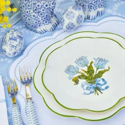 Mrs. Alice Blue Tulip Dinner & Starter Plates (Set Of 8)