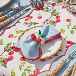 Online Mrs. Alice Blue With Red Scallop Napkins (Set Of 4)