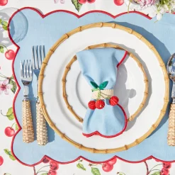 Online Mrs. Alice Blue With Red Scallop Napkins (Set Of 4)