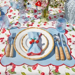 Online Mrs. Alice Blue With Red Scallop Placemats & Napkins (Set Of 4)