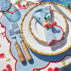 Online Mrs. Alice Blue With Red Scallop Placemats & Napkins (Set Of 4)