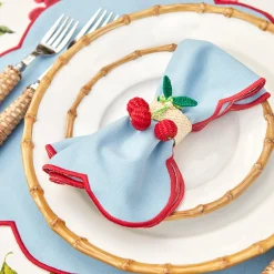 Online Mrs. Alice Blue With Red Scallop Placemats & Napkins (Set Of 4)