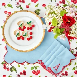 Online Mrs. Alice Blue With Red Scallop Placemat (Set Of 4)