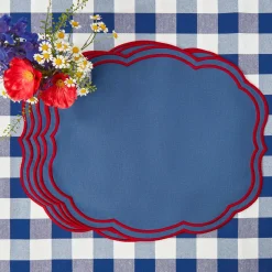Sale Mrs. Alice Camilla Blue & Red Linen Placemats (Set Of 4)